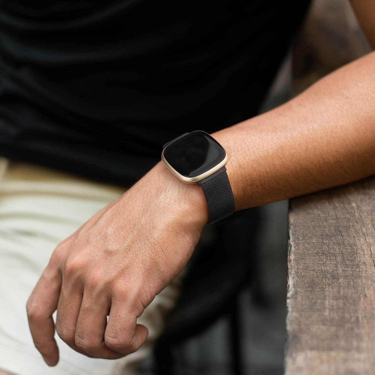 Correa de metal para Fitbit Sense 2  Sense Bands, Fitbit Versa 4  Versa 3 bandas para mujeres y hombres, correa de repuesto magnética de malla de