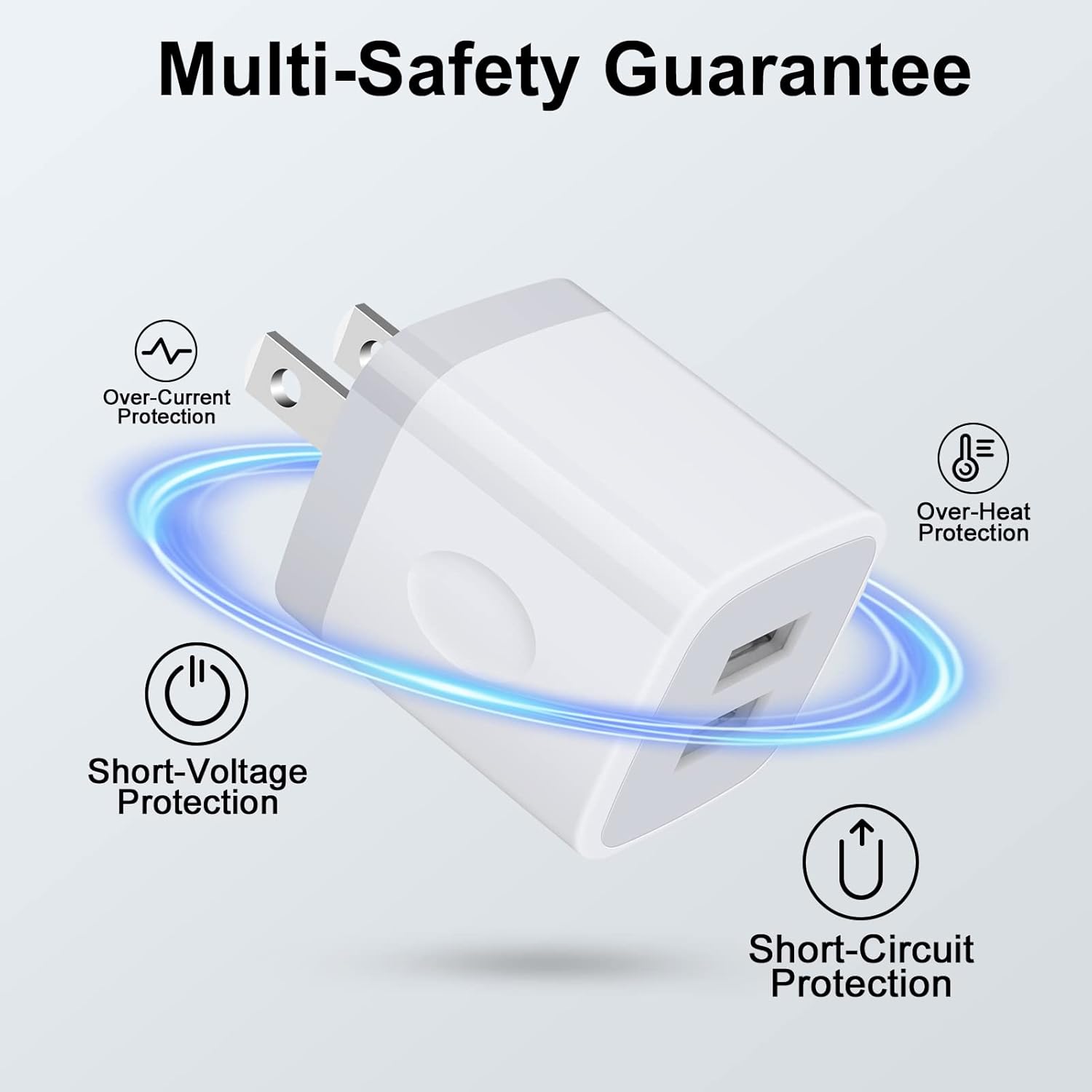 Cargador de pared USB, bloque de carga para iPhone, paquete de 5 unidades, adaptador de corriente USB dual de 2.1 A, cargador para Android, cubo