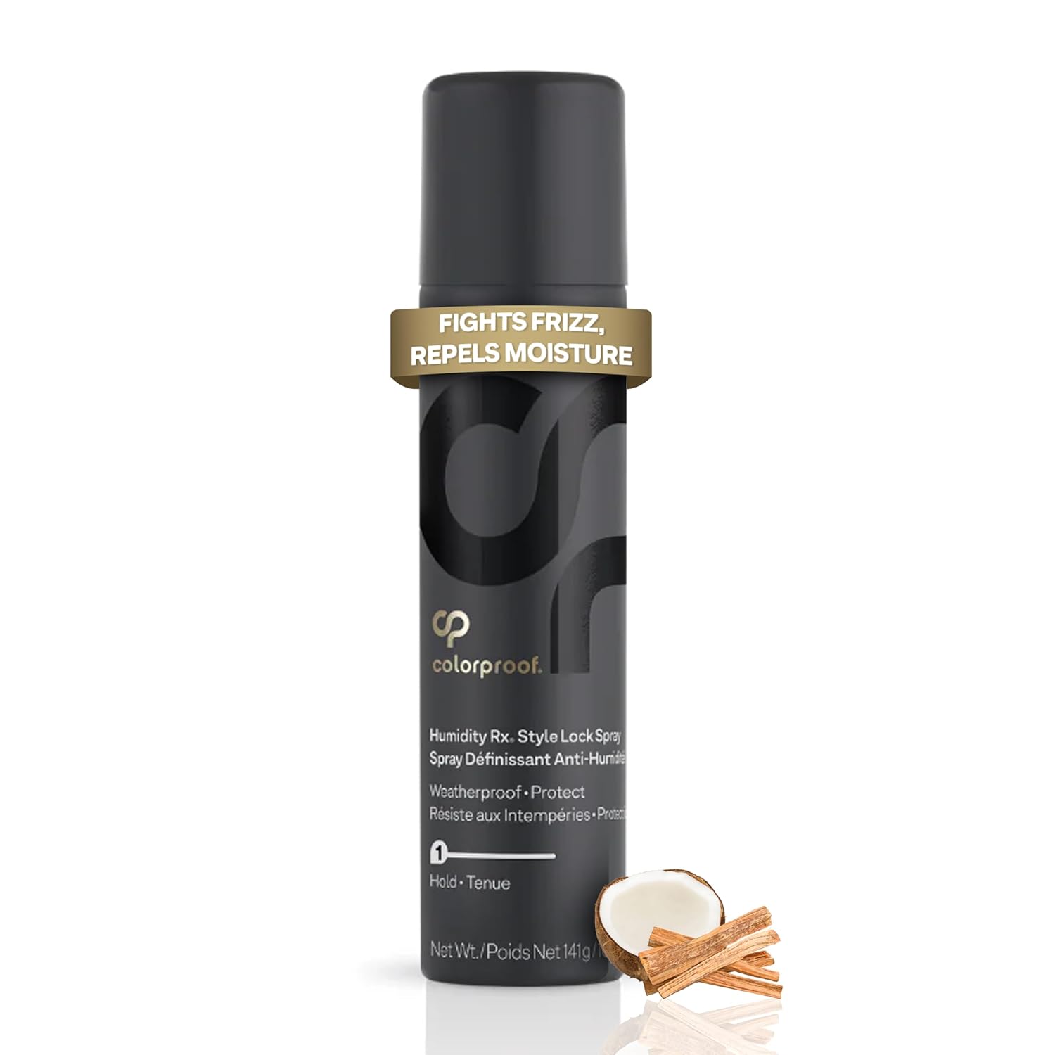 Colorproof Humidity Rx Style Lock Spray para el cabello, 5 onzas líquidas, laca para el cabello sin sulfato con aroma a madera de coco