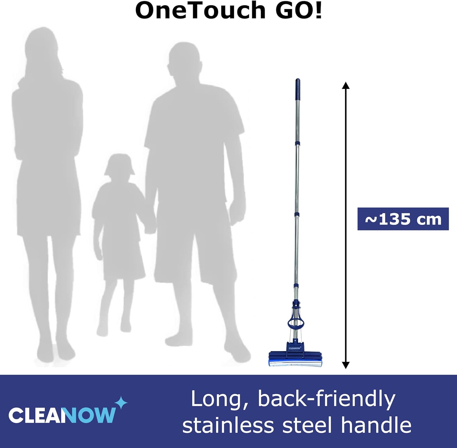OneTouch GO! – Limpiador de pisos, trapeador de suelo, fregona escurrir, fregona con función de escurrir (Mop)