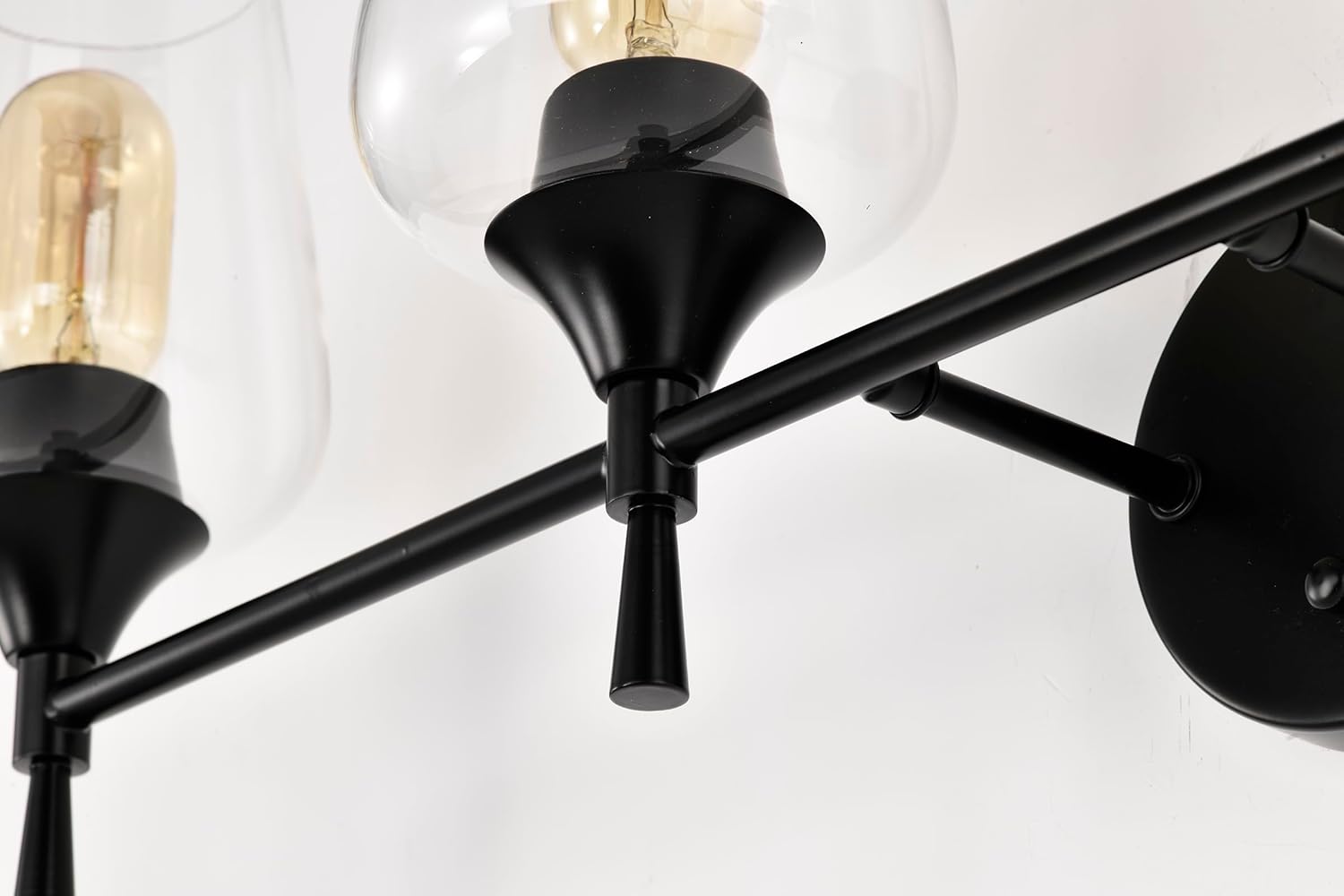 Edvivi Lámpara de tocador de baño de 4 luces, color negro mate clásico con pantalla de vidrio transparente, lámpara de pared para espejos,