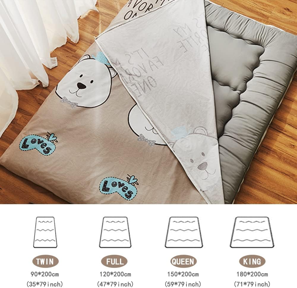 Funda de colchón de futón para colchón de futón tradicional japonés, cómodo colchón tatami, colcha, colcha, cubierta completa, con 2 cremalleras, C,