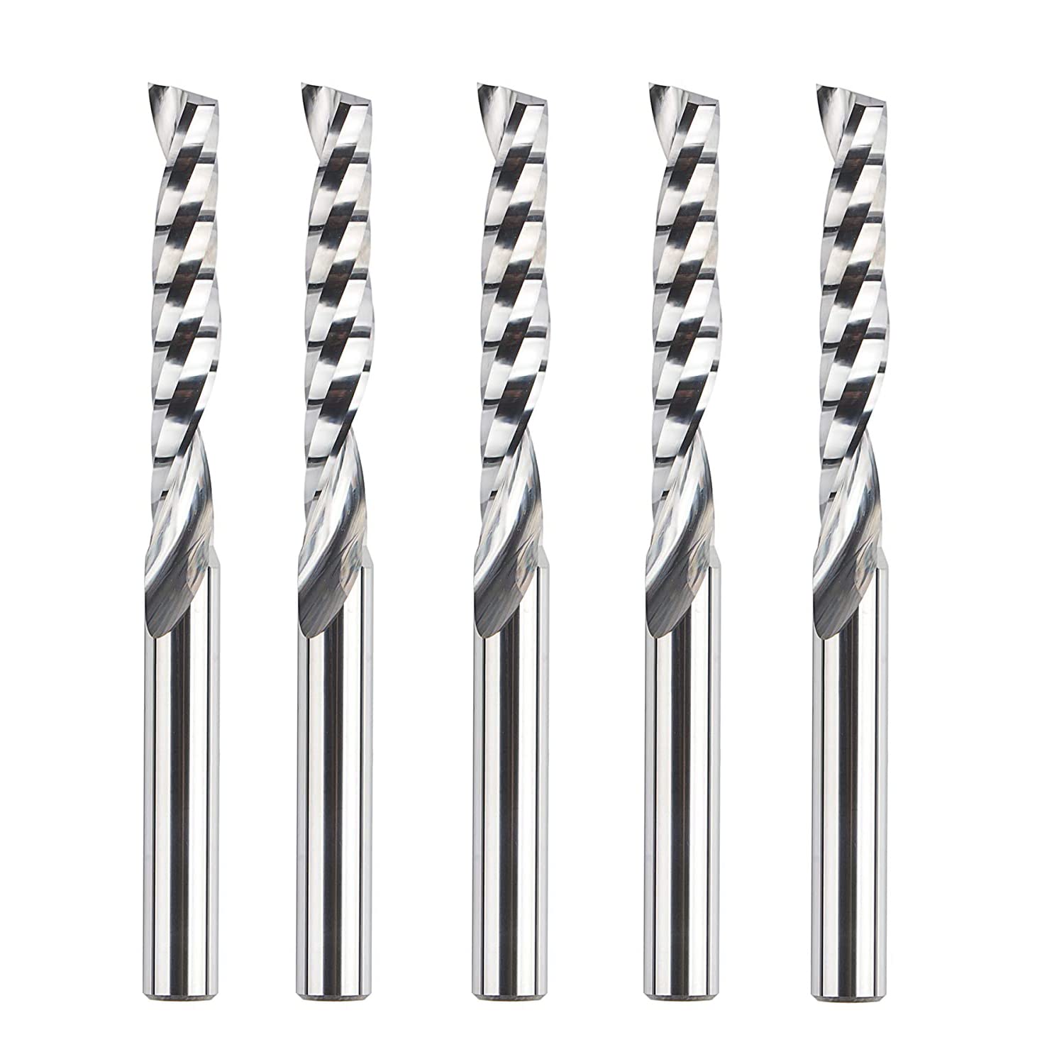 SpeTool Juego de 5 fresas de extremo de flauta O (una sola flauta) vástago de 14 pulgadas con longitud de corte de 1-12 extra largo 3 pulgadas, OVL,
