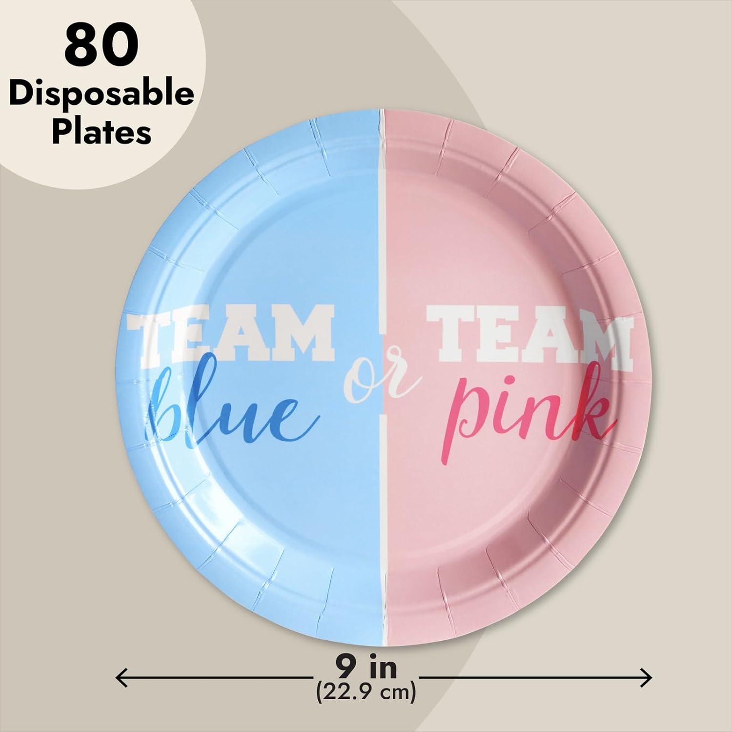 Platos desechables  80 platos de papel, suministros de fiesta de revelación de género para aperitivo, almuerzo, cena y postre, azul equipo o rosa