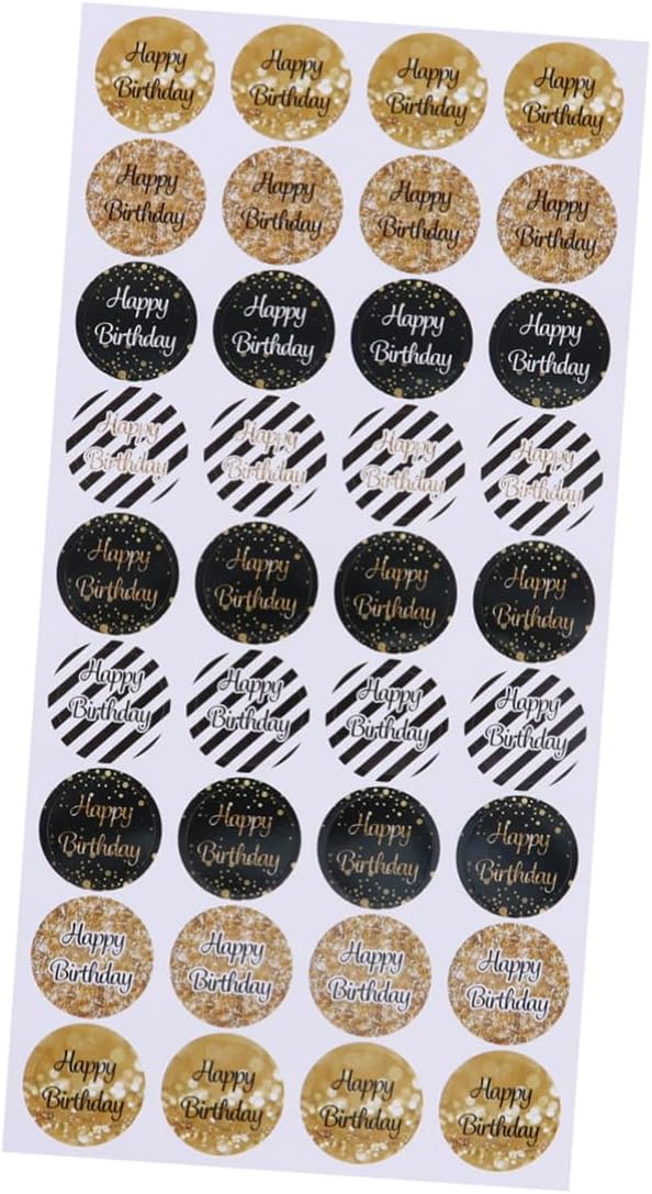 STOBOK 36 Sheets Birthday Labels Stickers Birthday Round Sticker Envelopes Stickers Present Labels Kraft Paper Sticker Sealing Labels Birthday Candy