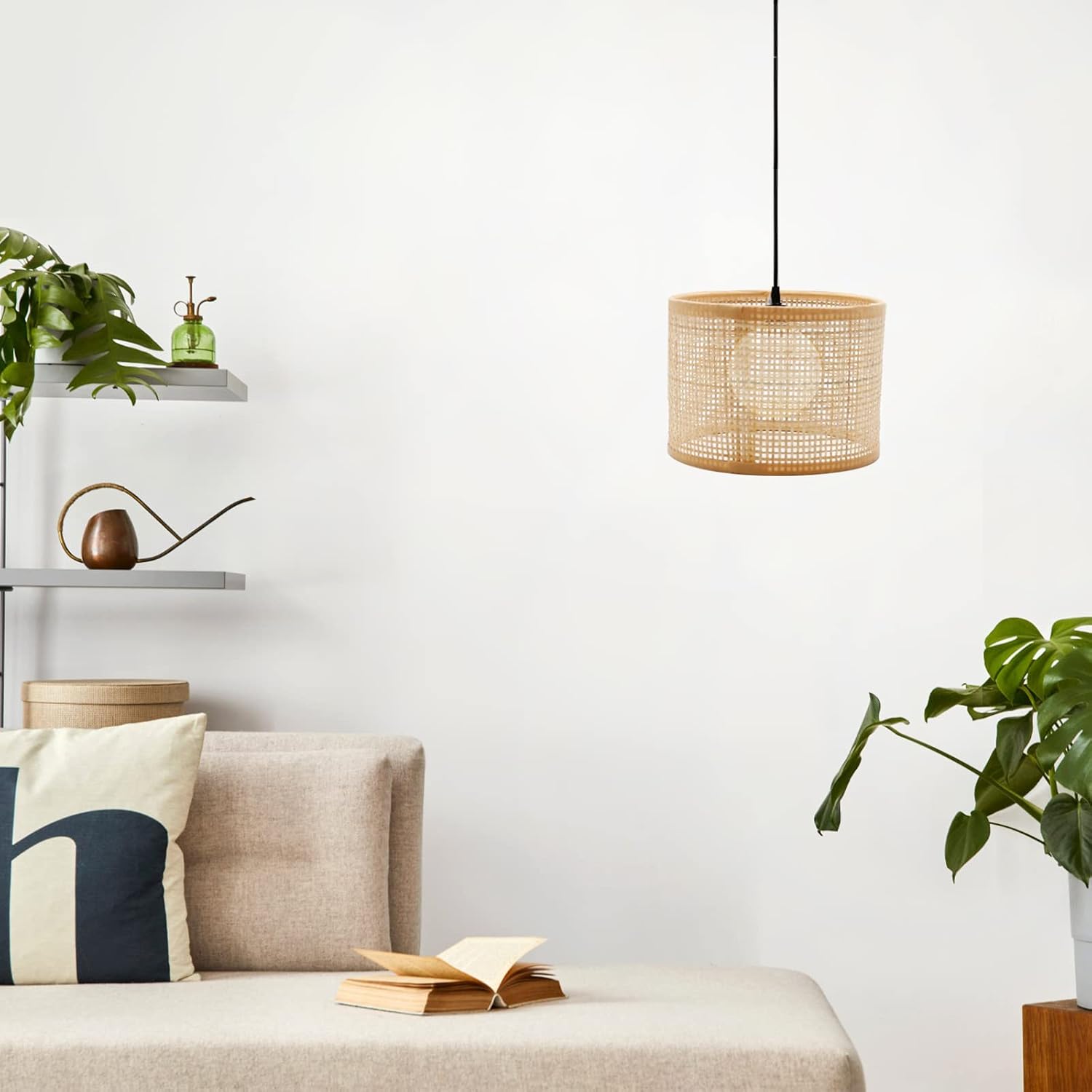 Pantalla colgante para lámpara colgante, delicada cubierta de luz tejida de ratán tejido, pantalla para lámpara de piso y lámpara de mesa,