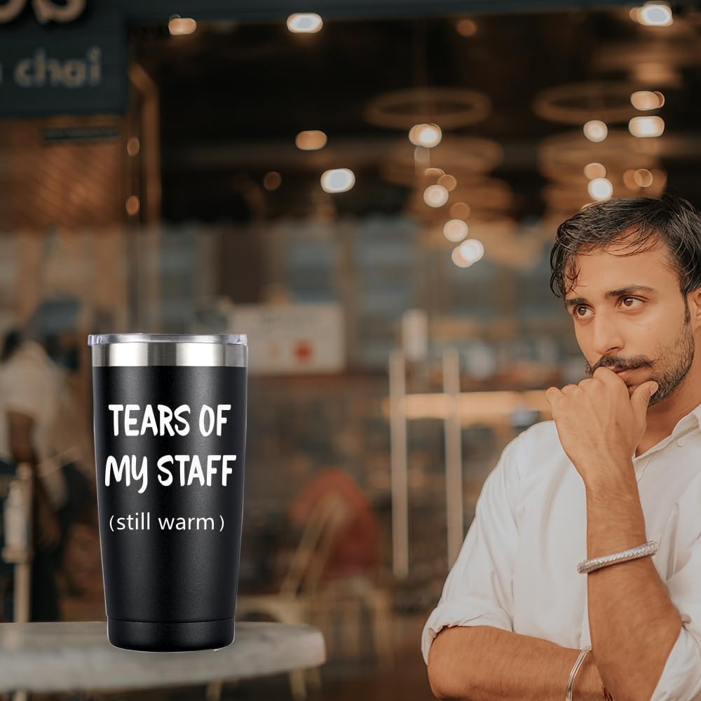 SOCOARZR Regalos de jefe para hombres, regalos del día del jefe para hombres, vaso de lágrimas de mi personal, regalos divertidos para hombres, el
