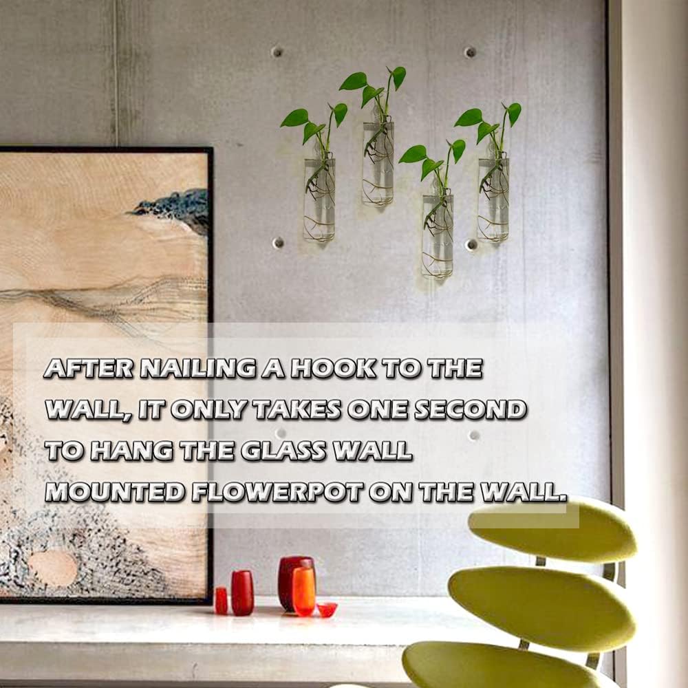 Macetas de pared para plantas de interior, macetas de terrario colgantes de pared, macetas de pared de vidrio para arreglos florales, soporte para