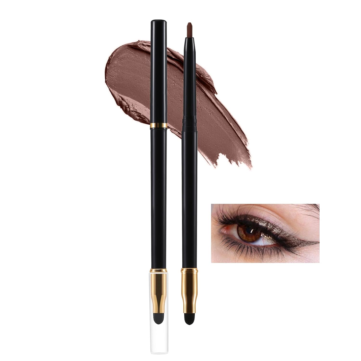 Boobeen Lápiz delineador de ojos, delineador de ojos impermeable altamente pigmentado con difuminador integrado, delineador de ojos suave cremoso