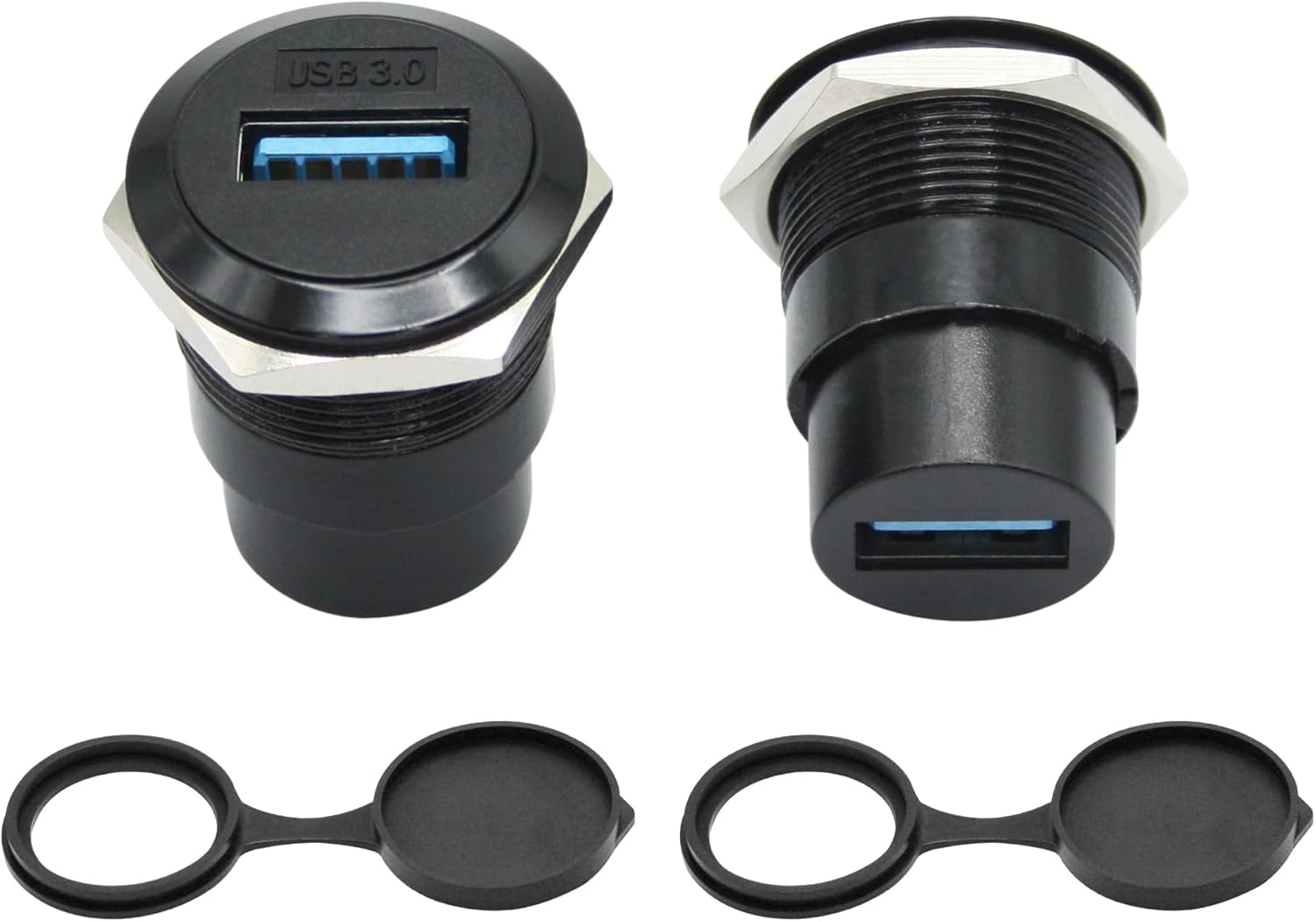 Maixbomr 2 conectores USB 3.0 de montaje en panel, USB A hembra a hembra a hembra con tapón antipolvo, adaptador de acoplador de extensión de datos