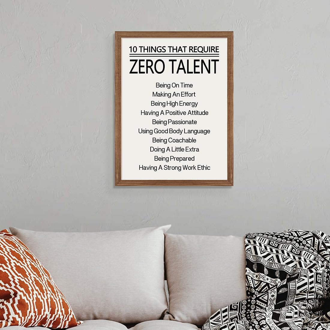 Arte inspirador de pared de oficina, 10 cosas que requieren cero talento, impresiones en lienzo, imágenes con citas de empresario, carteles