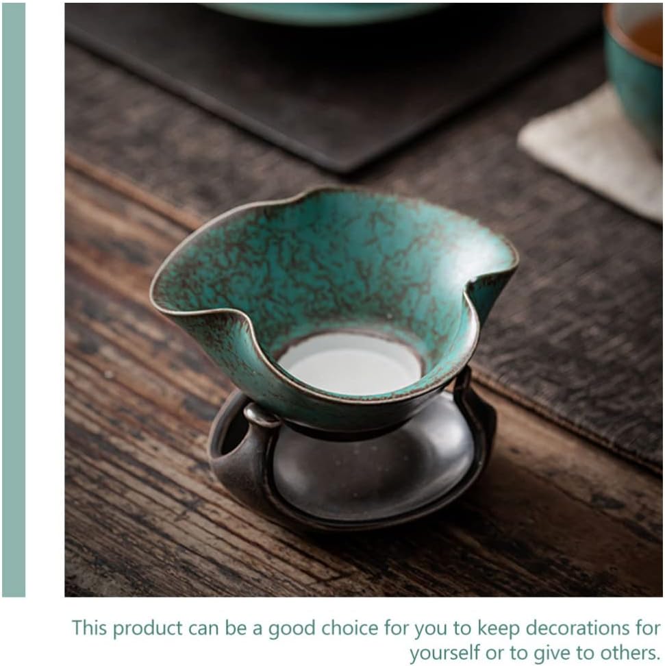 DOITOOL Colador de té de porcelana, 1 juego de infusor de té, filtro de té de cerámica retro, filtro de té de Kung Fu, colador de té de hojas