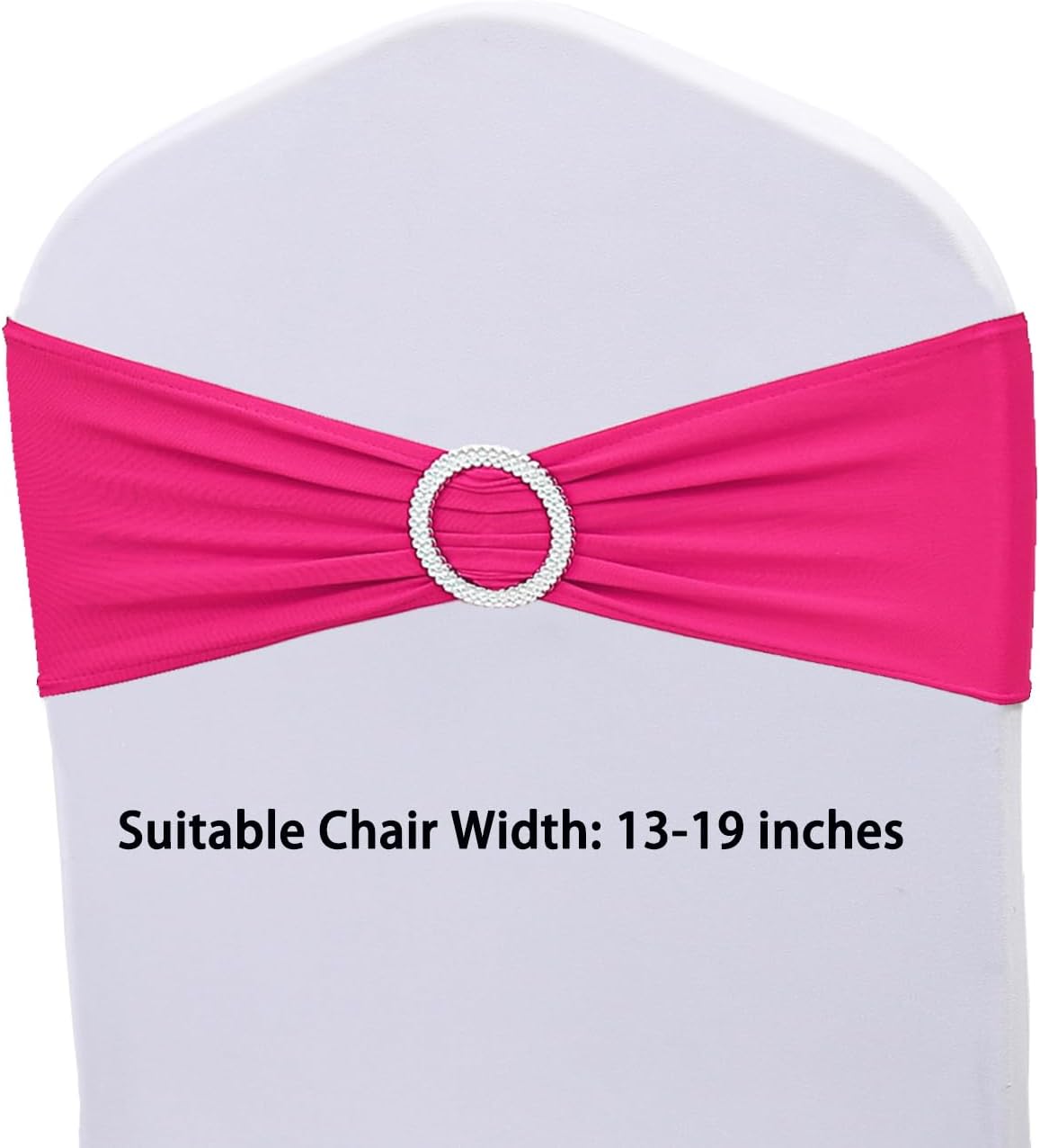 JKDMJF Bandas para sillas de color rosa intenso, 50 unidades, bandas elásticas de elastano con hebillas deslizantes, lazos elásticos universales