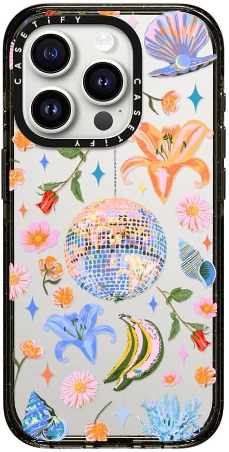 CASETiFY Funda Impact para iPhone 15 Pro 4 veces probada contra caídas de grado militar, protección contra caídas de 8.2 pies – Disco Magic – Negro