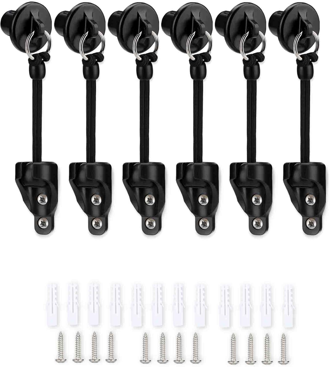 Kit elástico y tapa de extremo, compatible con piezas de repuesto Coolaroo para exteriores enrollables, amarres de sombra (3 juegos, negro)