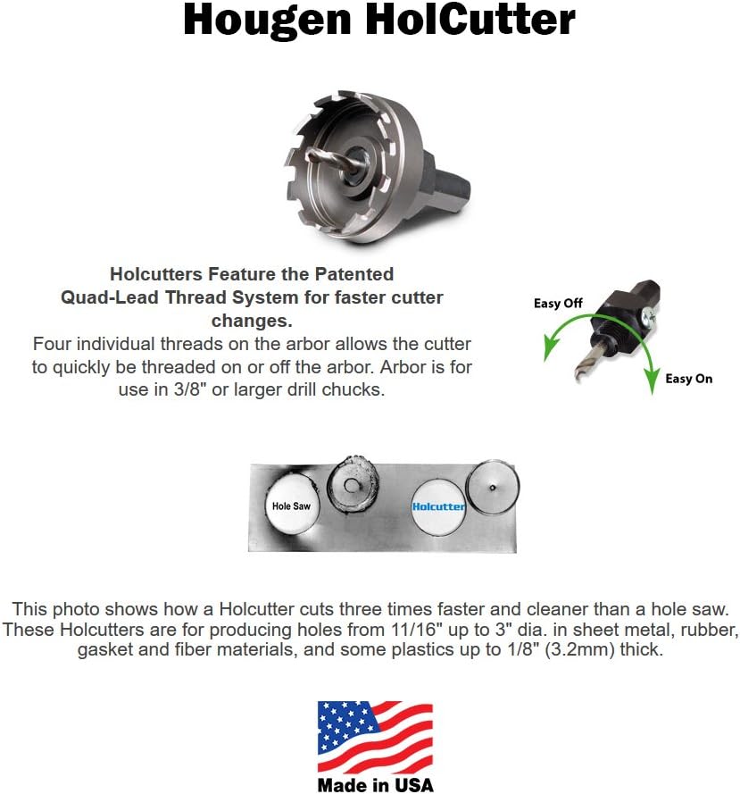 Hougen 14005 Kit de electricista y fabricantes de 11 piezas de 78 a 2-12″ – 18″ Profundidad de corte de acero de alta velocidad para chapa metálica