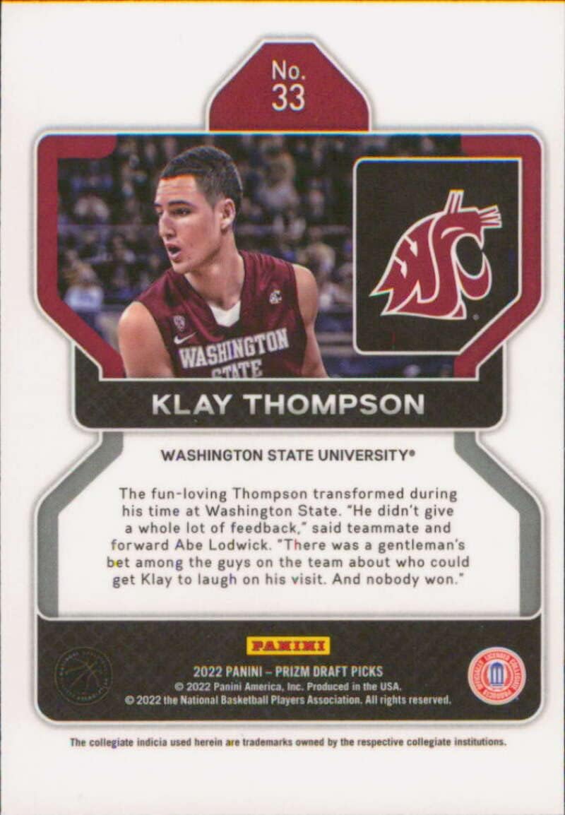 2022-23 Panini Prizm Draft Picks #33 Klay Thompson Washington State Cougars Basketball Trading Card