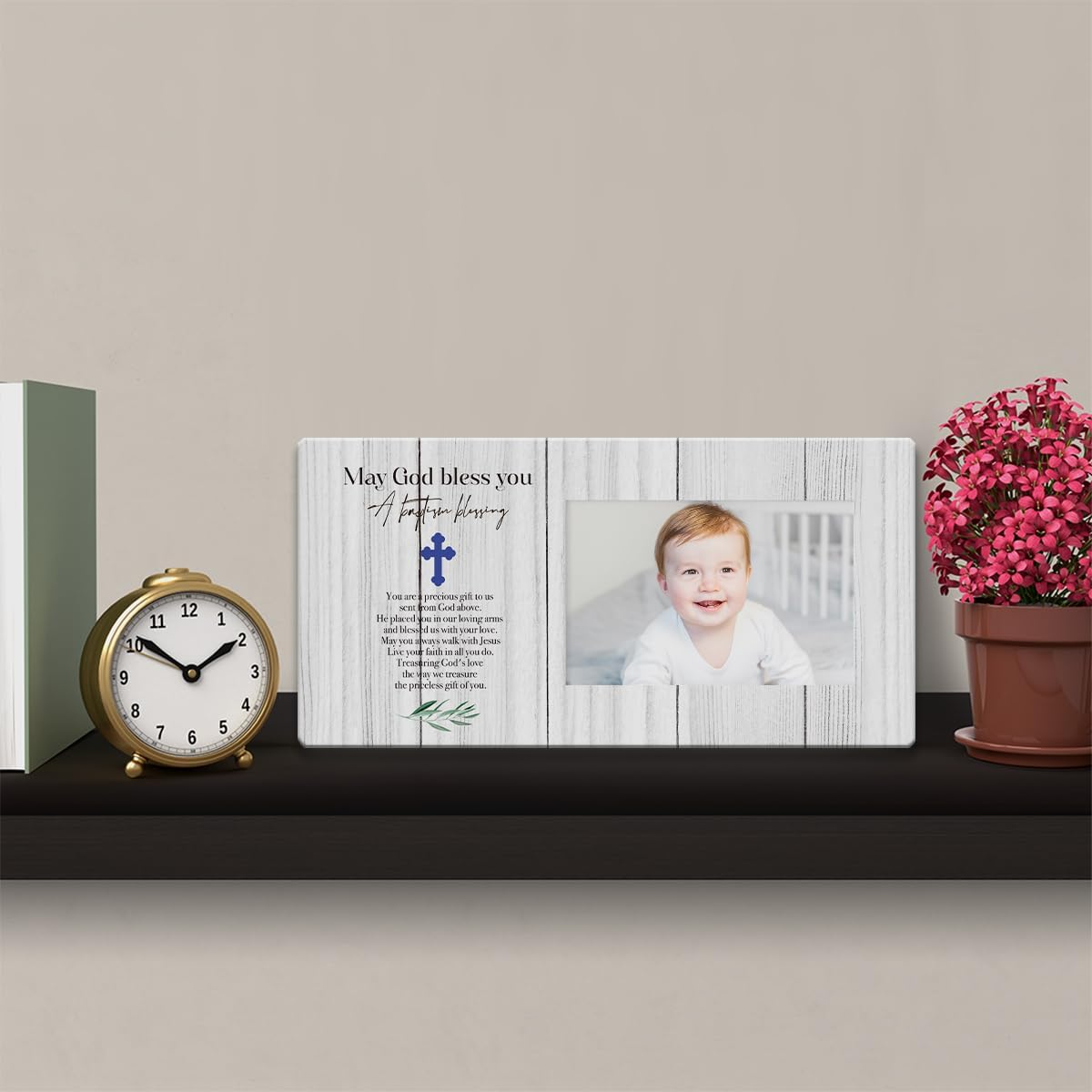Marco de fotos de bautismo, regalos de bautismo para niños, regalos de bautizo para niños, regalos de cumpleaños, Navidad, regalos religiosos para