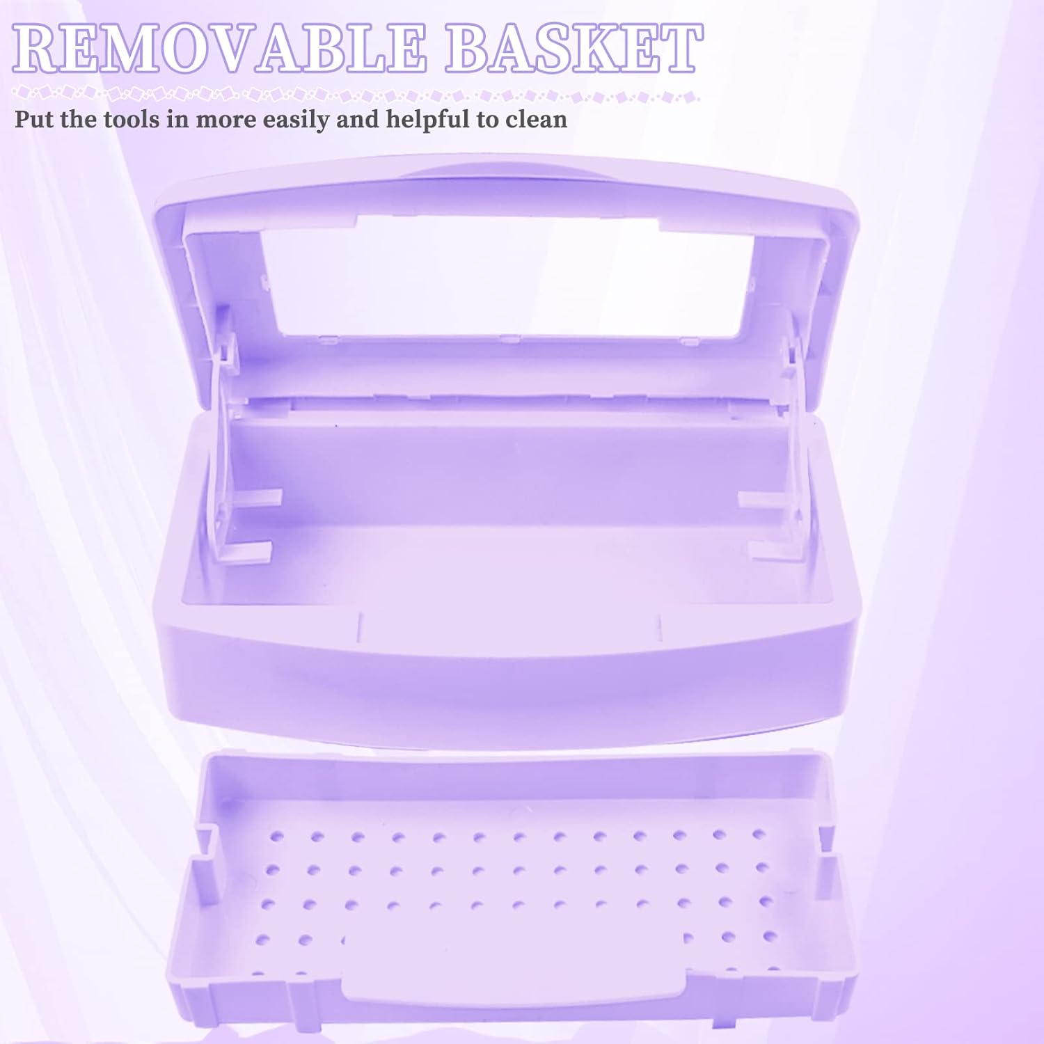 Caja esterilizadora de herramientas de uñas, bandeja de esterilización de plástico, caja de esterilización de plástico organizador de almacenamiento