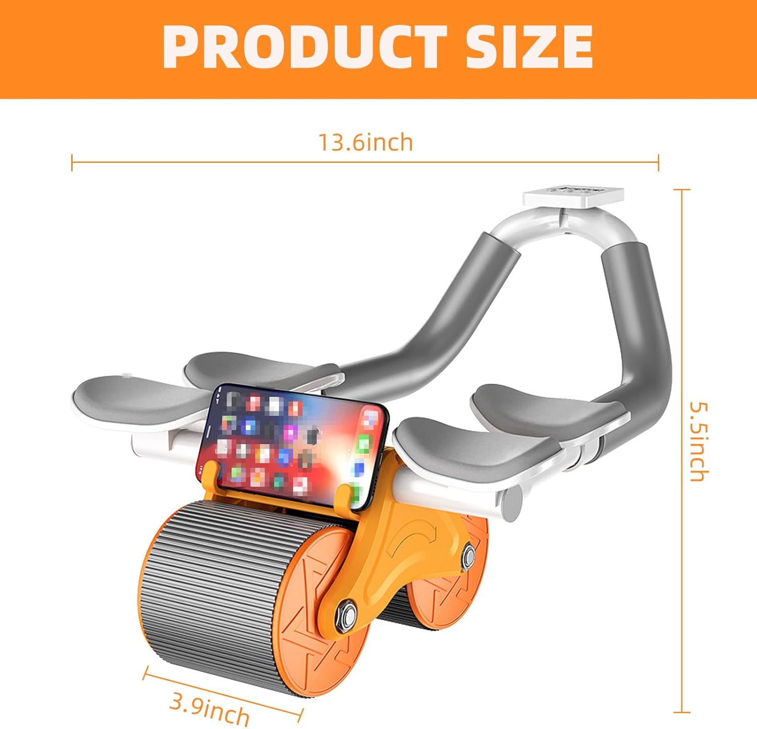 Rodillo de abdominales con soporte para el codo, rueda abdominal de rebote automático mejorada con 4 codos, temporizador, rodillera, equipo de