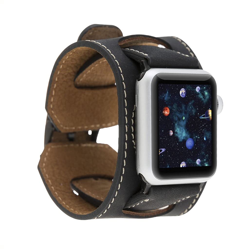 Cuff Watch Band Compatible with Apple 41mm for men & women, Handmade Genuine Leather, Compatible with iWatch Series 7 6 5 4 3 2 1 SE, Wrist Bracelet
