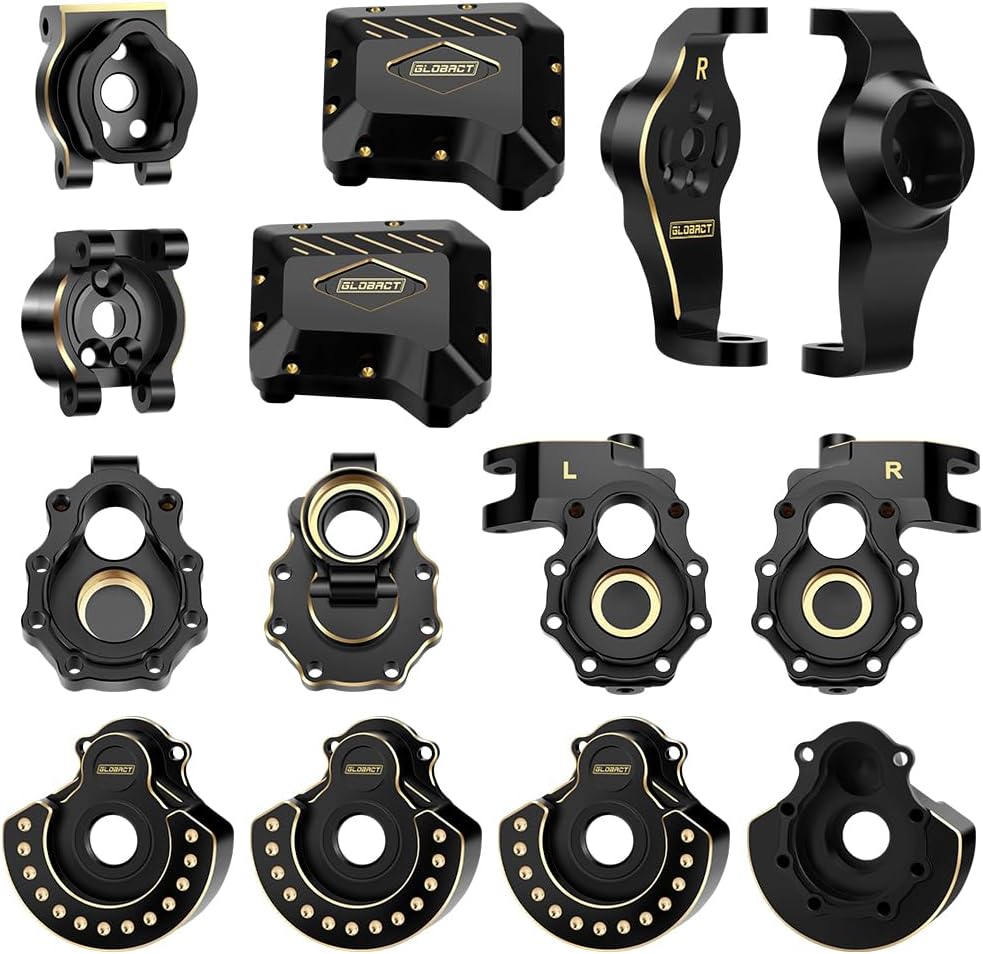 GLOBACT Kit de actualizaciones de latón para 110 TRX4 eje portal delantero y trasero interior y exterior carcasa portal cubierta diff soportes de