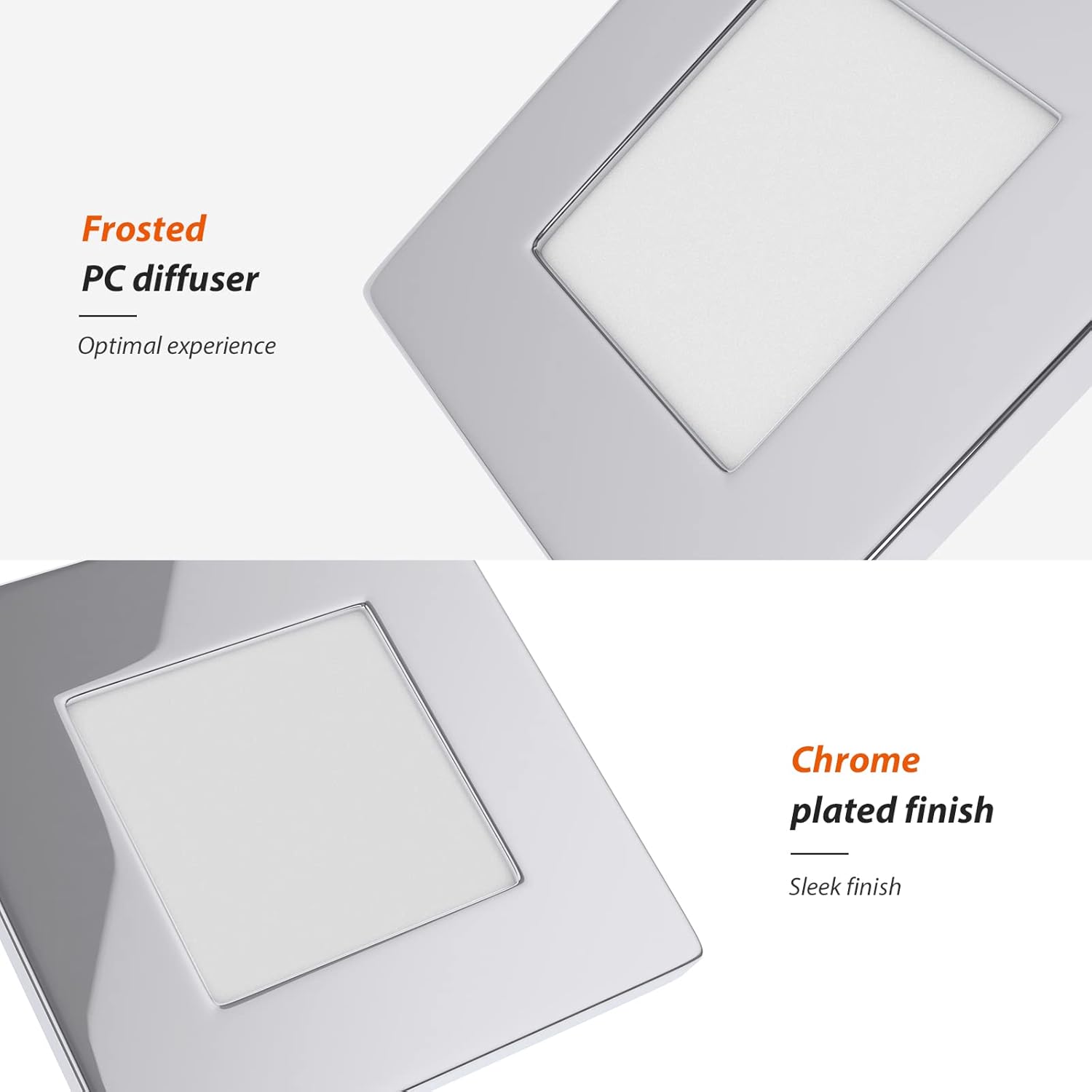 Dream lighting Luces LED empotrables cuadradas para caravana, remolque, cámper, iluminación interior de 12 voltios, 3.0 W, carcasa cromada, paquete
