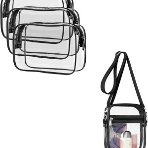 PACKISM Paquete de 3 bolsas de aseo aprobadas por la TSA y bolsa transparente aprobada por estadios, paquete de 3 unidades, grande negro y mini PACKISM Paquete de 3 bolsas de aseo aprobadas por la TSA y bolsa transparente aprobada por estadios, paquete de 3 unidades, grande negro y mini