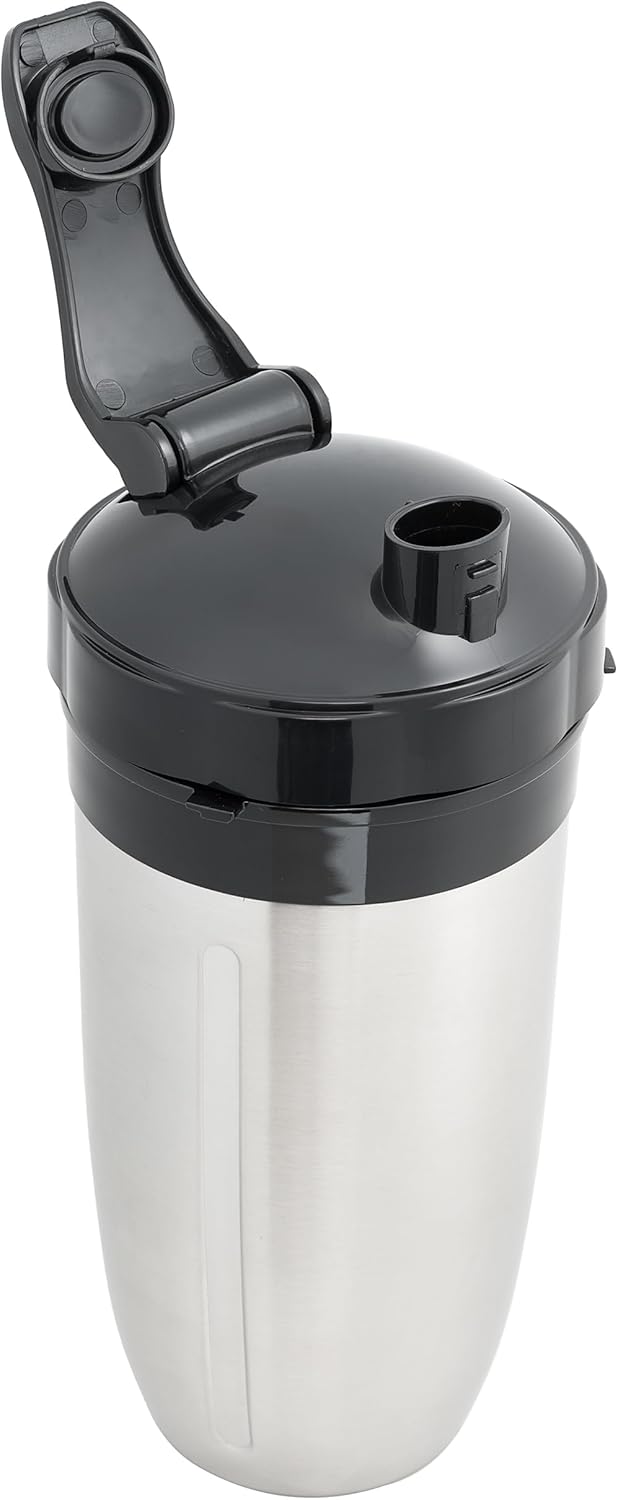 Taza de acero inoxidable de 32 onzas con tapa abatible para licuadoras NutriBullet de 1000 W y 1200 W