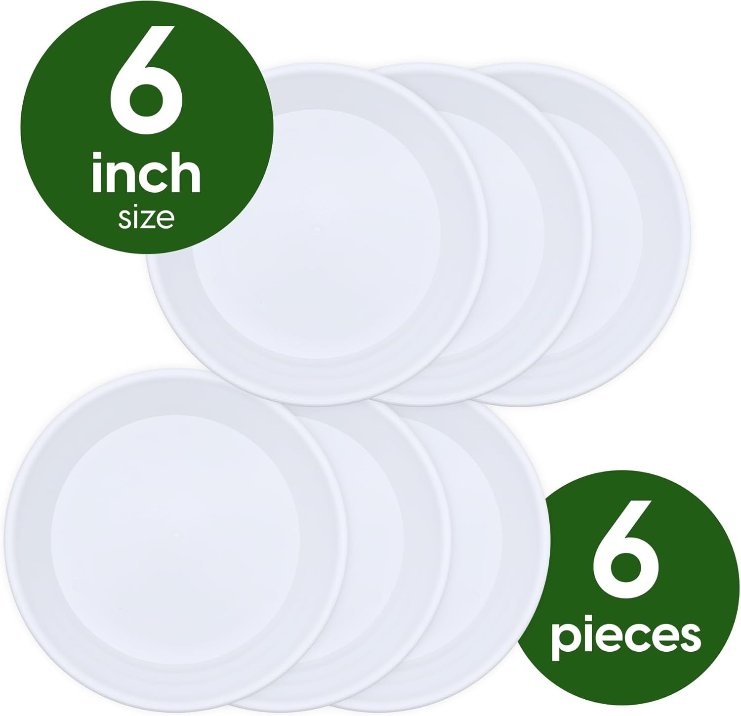 SLS SUPPLY FLORA – Platos duraderos para plantas, paquete de 6 pulgadas, platillo para macetas, elegantes platillos para interiores y exteriores,