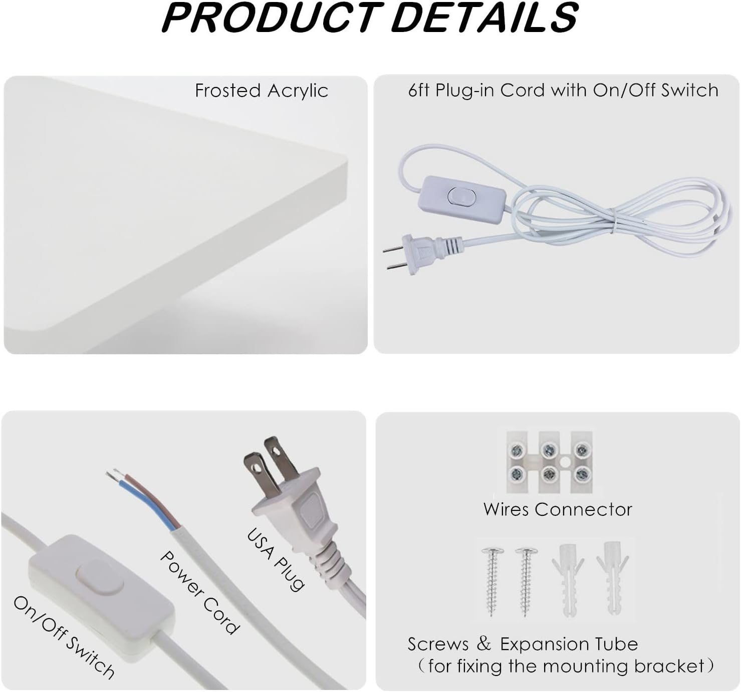 AUSLEUCH Paquete de 2 apliques de pared enchufables, lámpara de pared LED moderna para interiores, lámpara de pared cableada de 12 W para