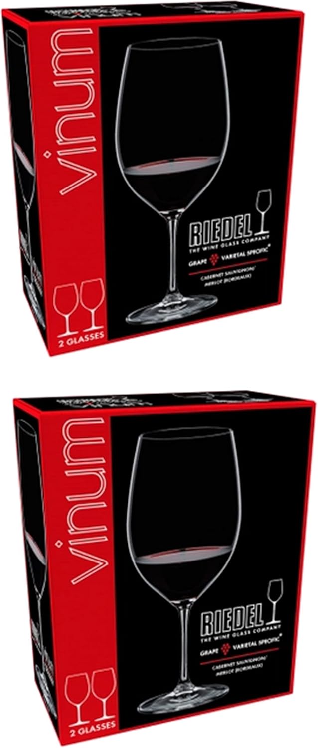 Riedel Vinum Cabernet SauvignonMerlot – Juego de copas de vino, 4 piezas, 22 onzas