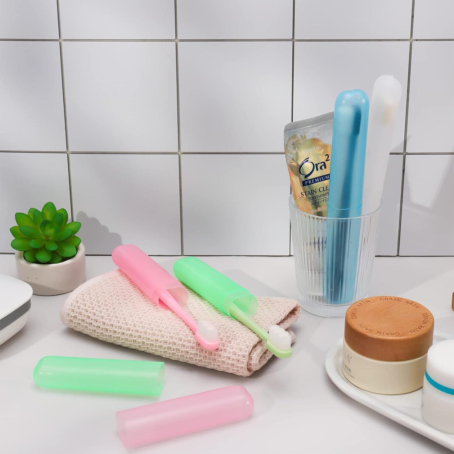 7 piezas fundas para cepillos de dientes de viaje portátil cubierta de cepillo de dientes de plástico titulares de cepillo de dientes protector de