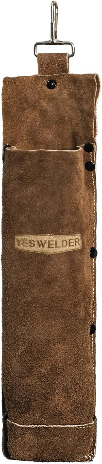 YESWELDER Sostenedor de varilla de soldadura de cuero de vaca ignífugo,Bolsa de varilla de electrodos espesados,Puedo de almacenamiento de
