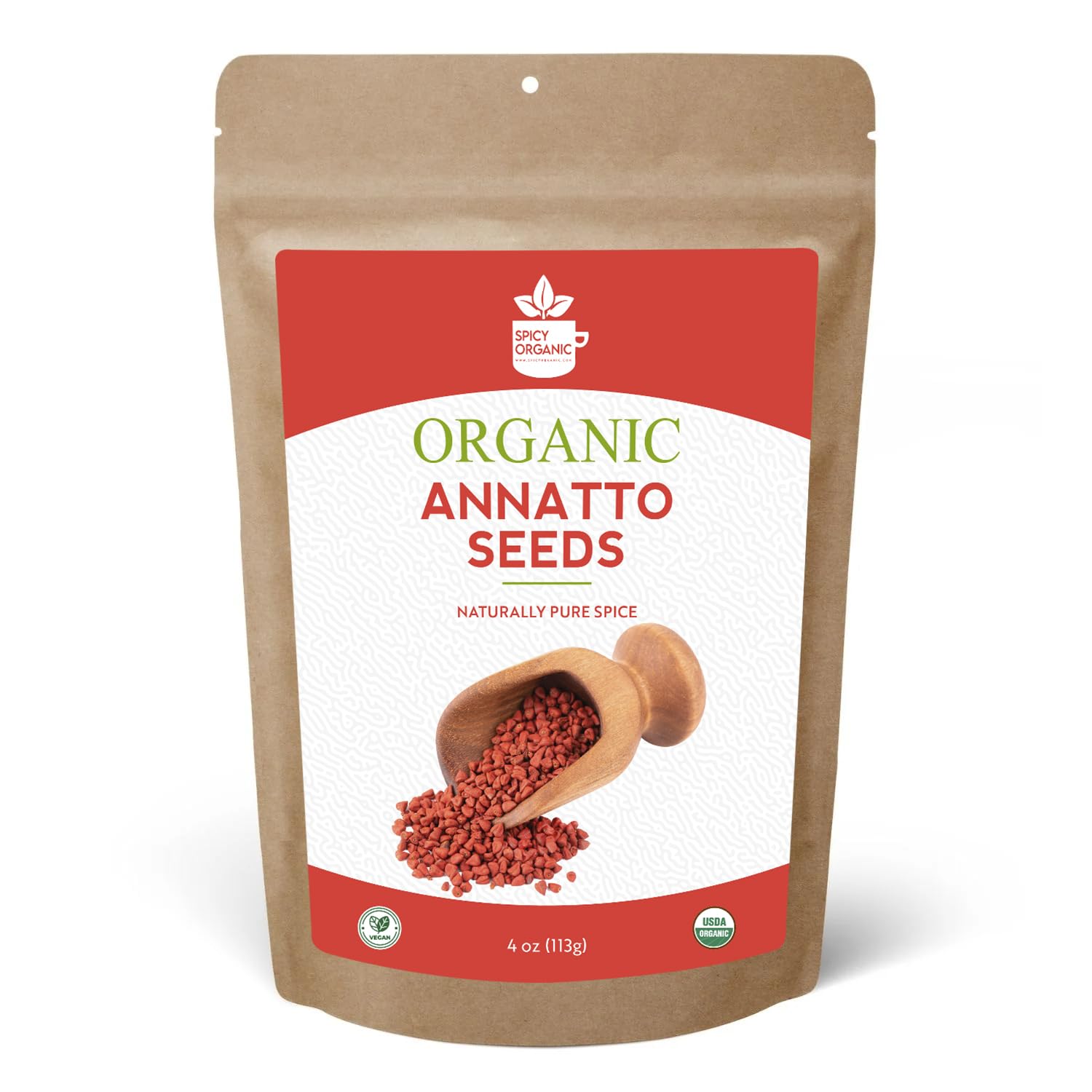 SPICY ORGANIC Annatto Seeds enteras de 4 onzas  Certificado orgánico por USDA  Semillas de achiote totalmente naturales, especias y condimentos para