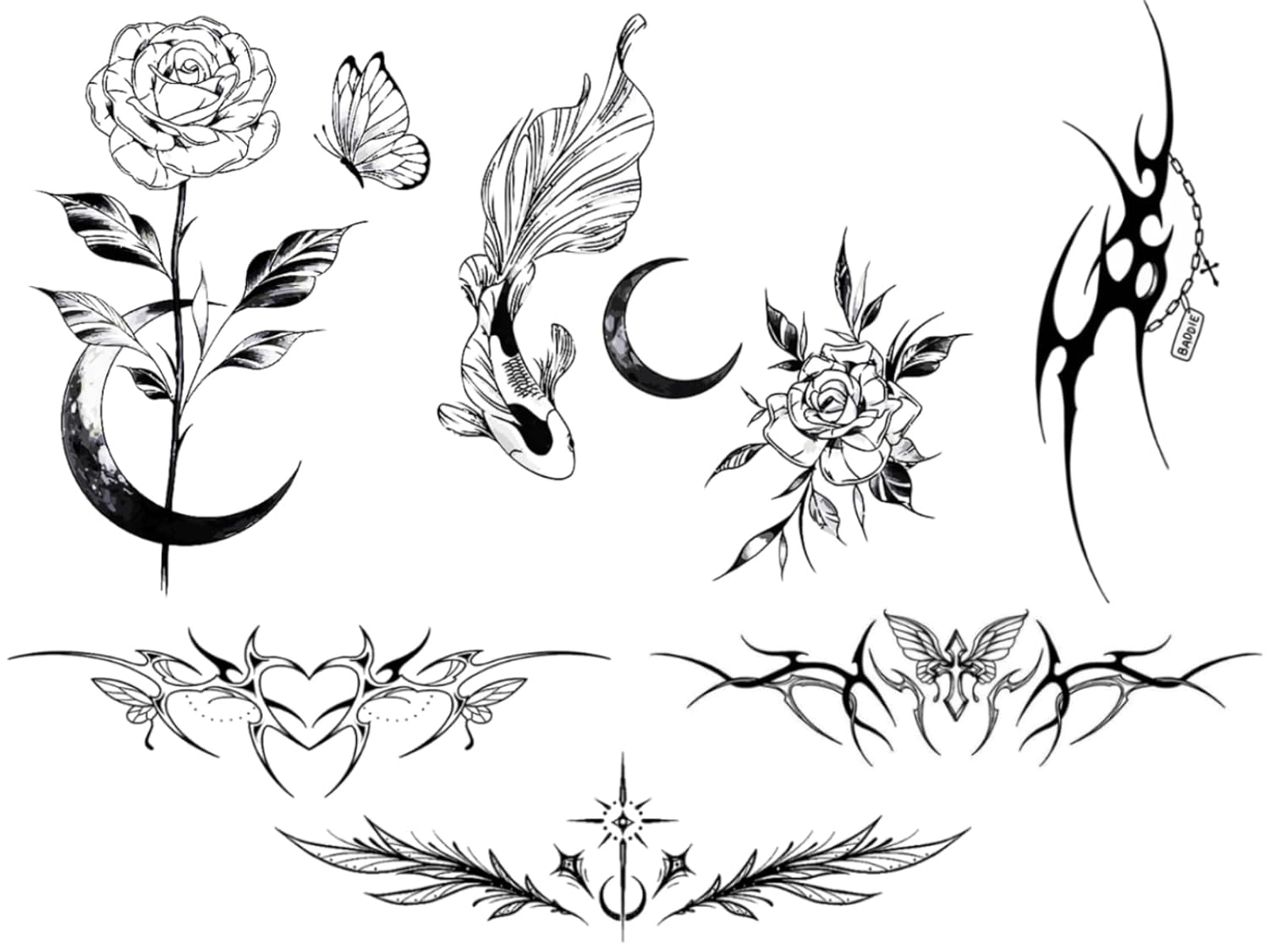 INKARTLINK 6 hojas de tatuajes temporales, tatuaje semipermanente, tatuaje de alta calidad, de larga duración, resistente al agua con tinta a base