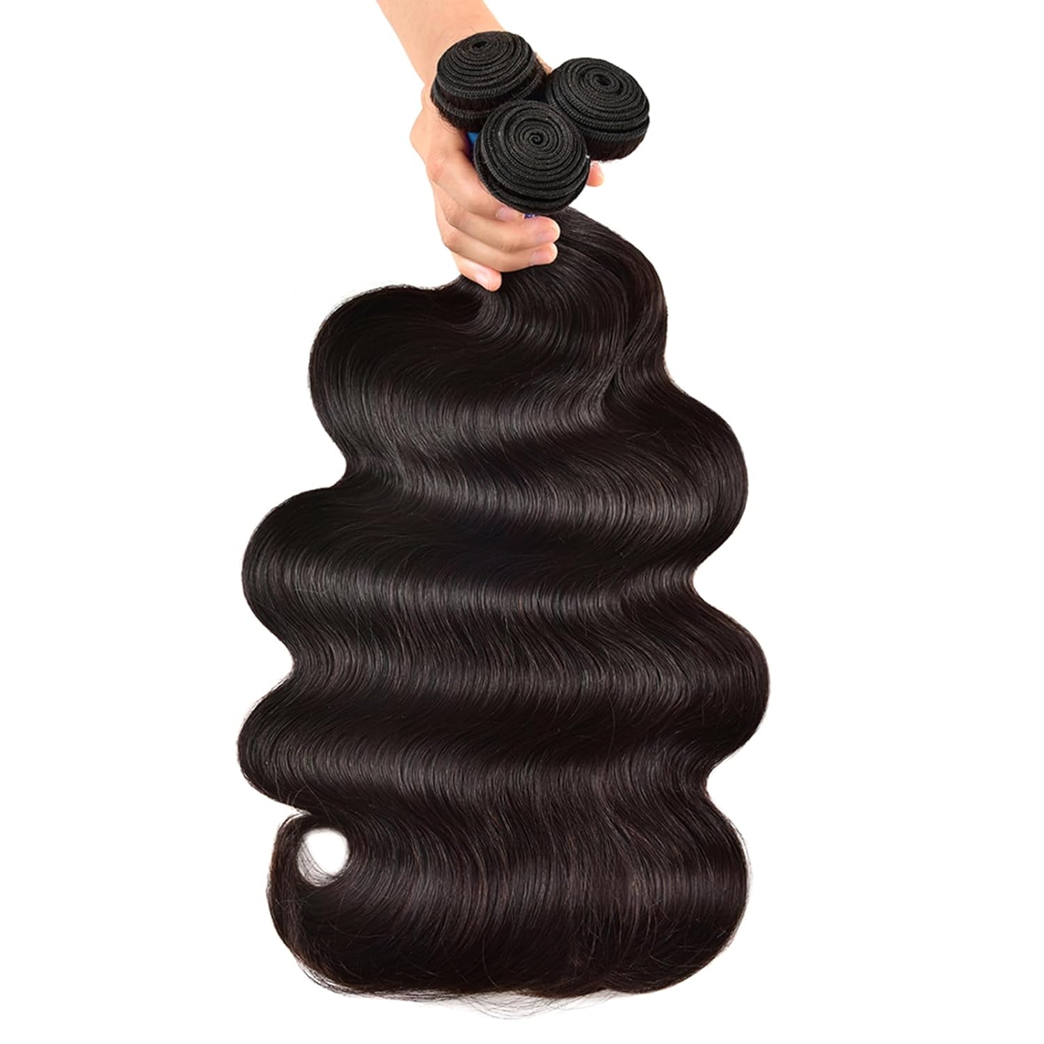 3 manojos de cabello humano ondulado (16, 18, 20 pulgadas), cabello virgen brasileño Remy grado 10A, tejido negro húmedo y ondulado, doble trama,