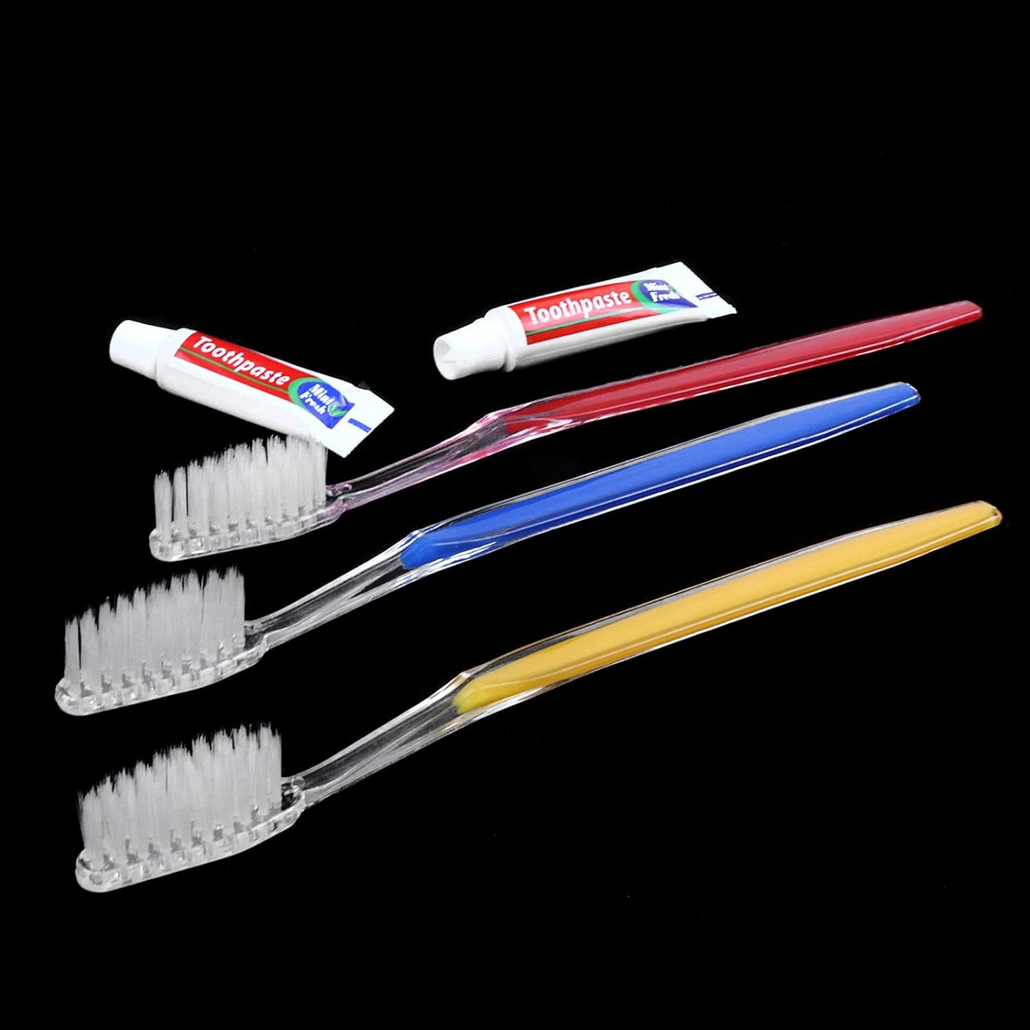 Cepillos de dientes desechables con pasta de dientes (5 colores) (500)