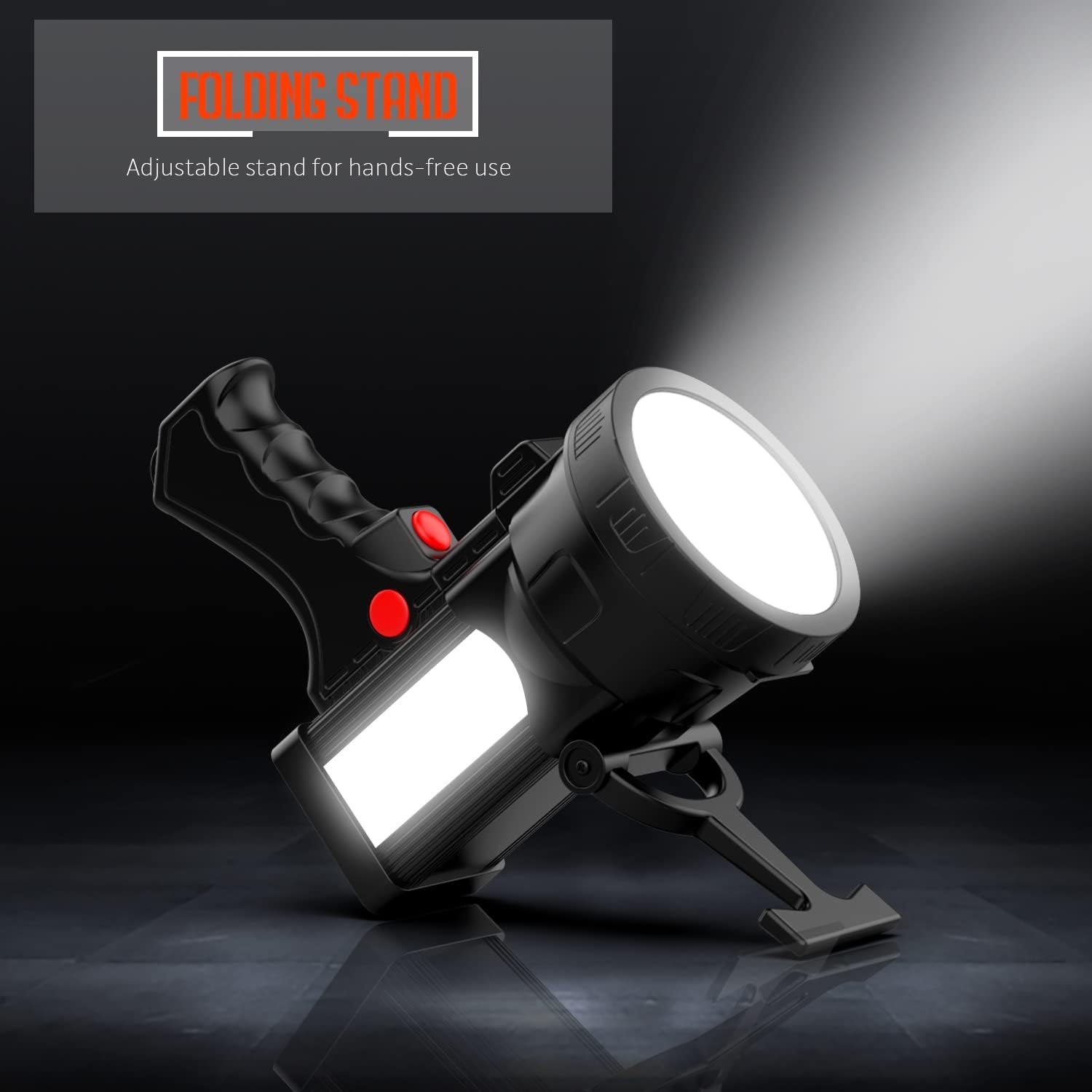 BIGSUN Q984 – Foco recargable, linterna LED de 1200,000 lúmenes altos con lámpara multifuncional de reflector, batería incorporada de 14400 mAh, luz