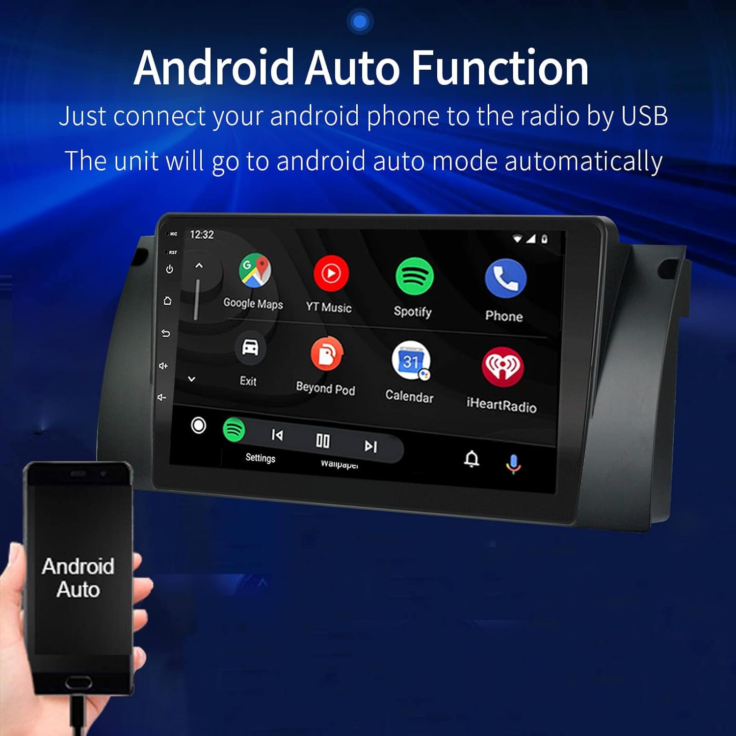 para BMW-E39-1996-2003-Radio, Ezonetronics -Carplay-Radio, con 1G RAM 32G ROM Bluetooth GPS Navegación Pantalla táctil EZoneTronics