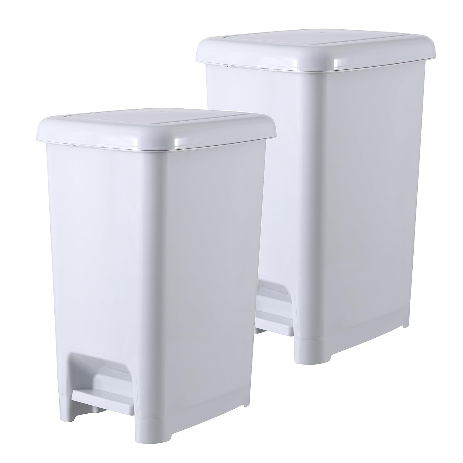 Superio Bote de basura delgado con pedal de pie, bote de basura de plástico con tapa, bote de basura para baño, dormitorio, caravana, cocina,