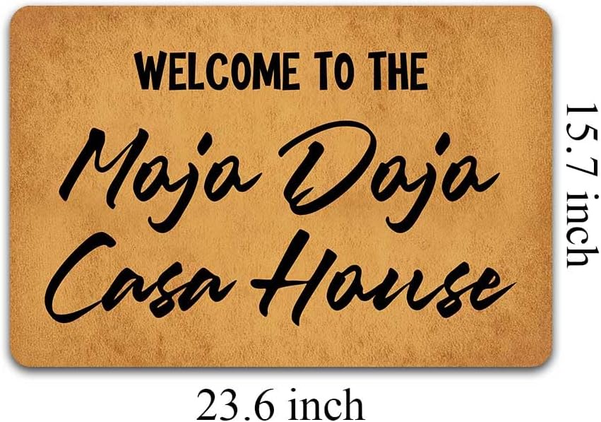 Welcome to The Mojo Dojo Casa – Tapete para puerta de entrada, divertido tapete de goma antideslizante para interiores y exteriores, 23.6 pulgadas