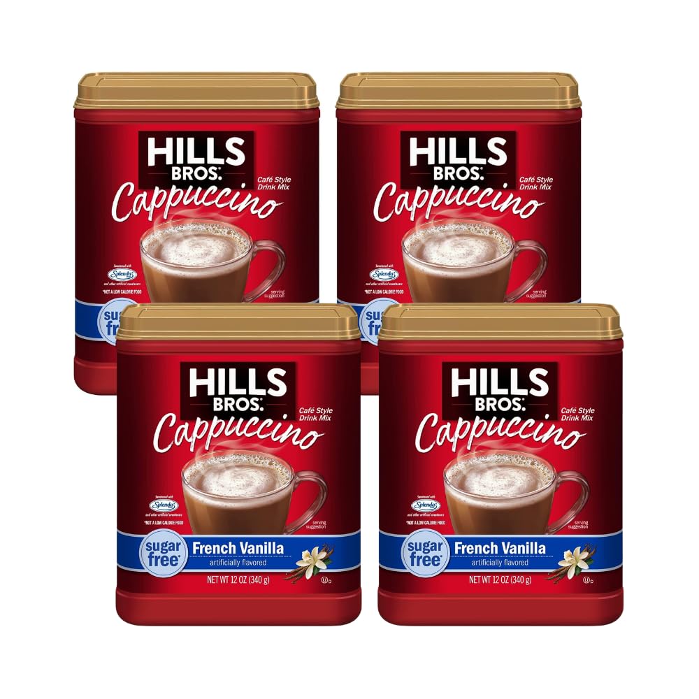 Hills Bros. Flavor Coffee (vainilla francesa sin azúcar, 12 onzas (paquete de 4)