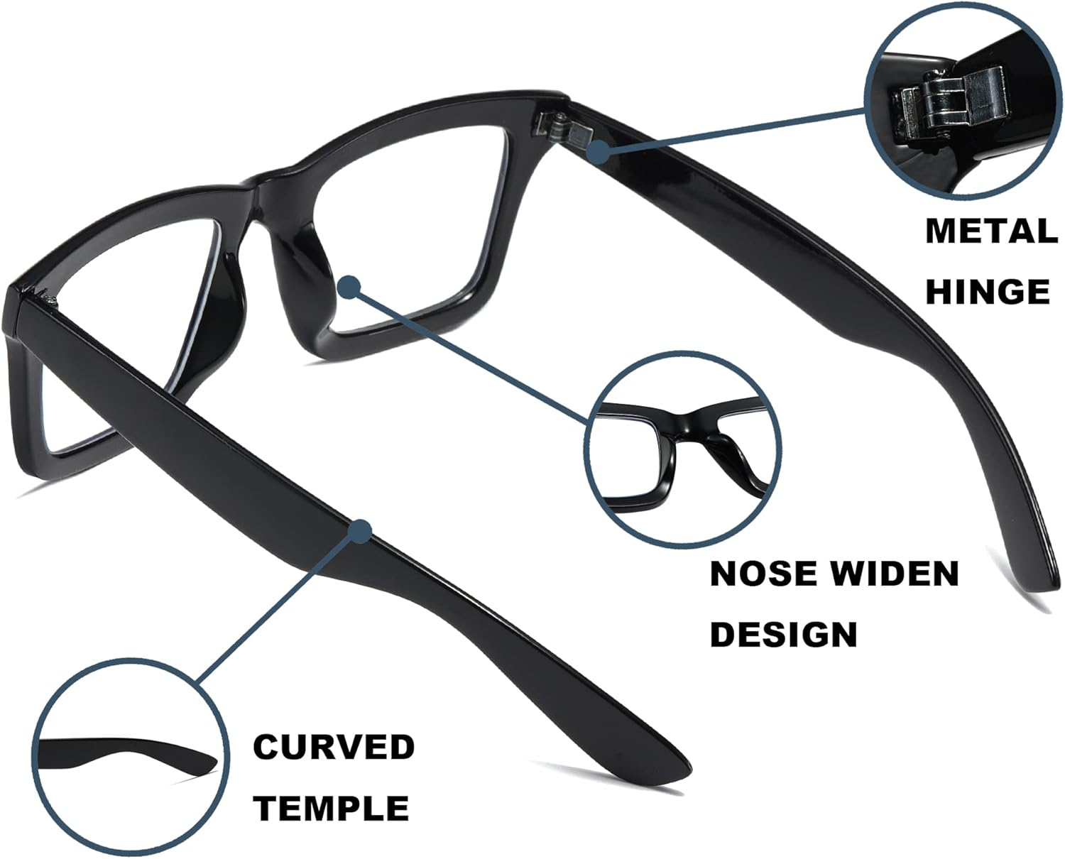 Paquete de 4 lentes de lectura estilo Oprah para mujeres y hombres con bloqueo de luz azul, para computadora, cuadrados, de metal
