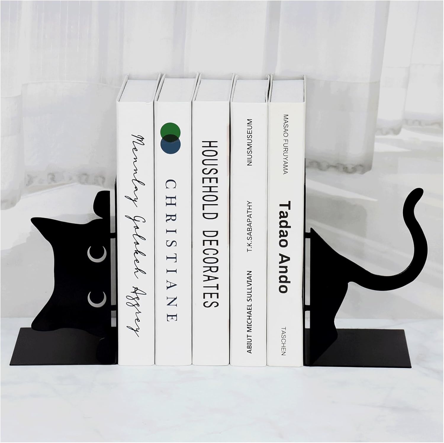Extremos decorativos para libros, ENCIMART Book Ends, bonitos sujetalibros de gato, sujetalibros de metal, soportes para libros para estantes,