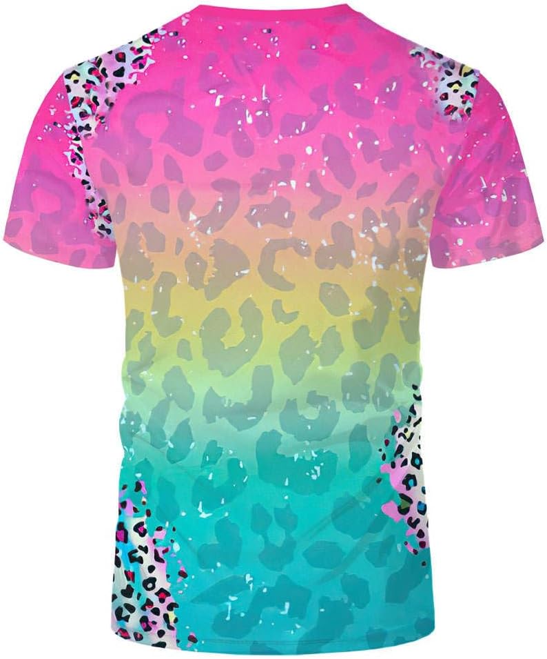 Poliéster colorido adulto blanqueado blanco del leopardo rosado de las camisetas del punto del blanqueador de la imitación de la sublimación
