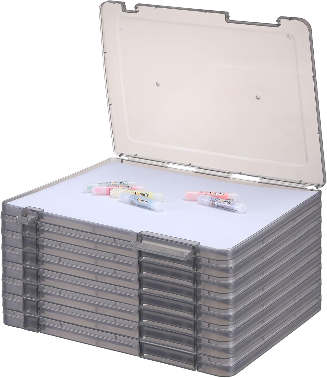 Fulmoon Caja de almacenamiento de 8 piezas A4 para proyectos, archivador de plástico, portátil, para proyectos de 8.5 x 11 pulgadas, papel de carta,