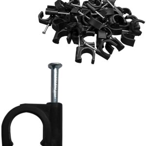 SWZHAI – 80 piezas de gancho en J de media abrazadera negro con clavo, abrazaderas Pex de 0.984in1 pulgada en clips de cable Ethernet, clips de SWZHAI – 80 piezas de gancho en J de media abrazadera negro con clavo, abrazaderas Pex de 0.984in1 pulgada en clips de cable Ethernet, clips de