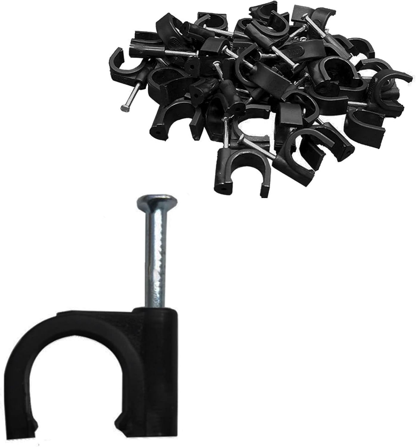 SWZHAI – 80 piezas de gancho en J de media abrazadera negro con clavo, abrazaderas Pex de 0.984in1 pulgada en clips de cable Ethernet, clips de