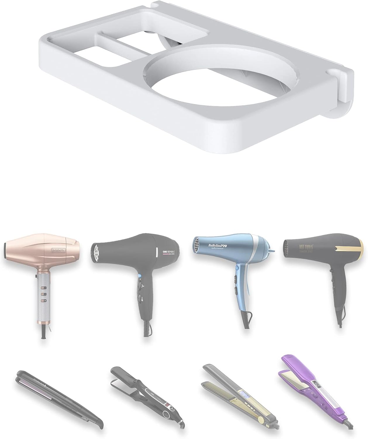 Soporte de pared para secador de pelo, compatible con soporte de hierro plano, soporte de pared para almacenamiento de herramientas de cabello,
